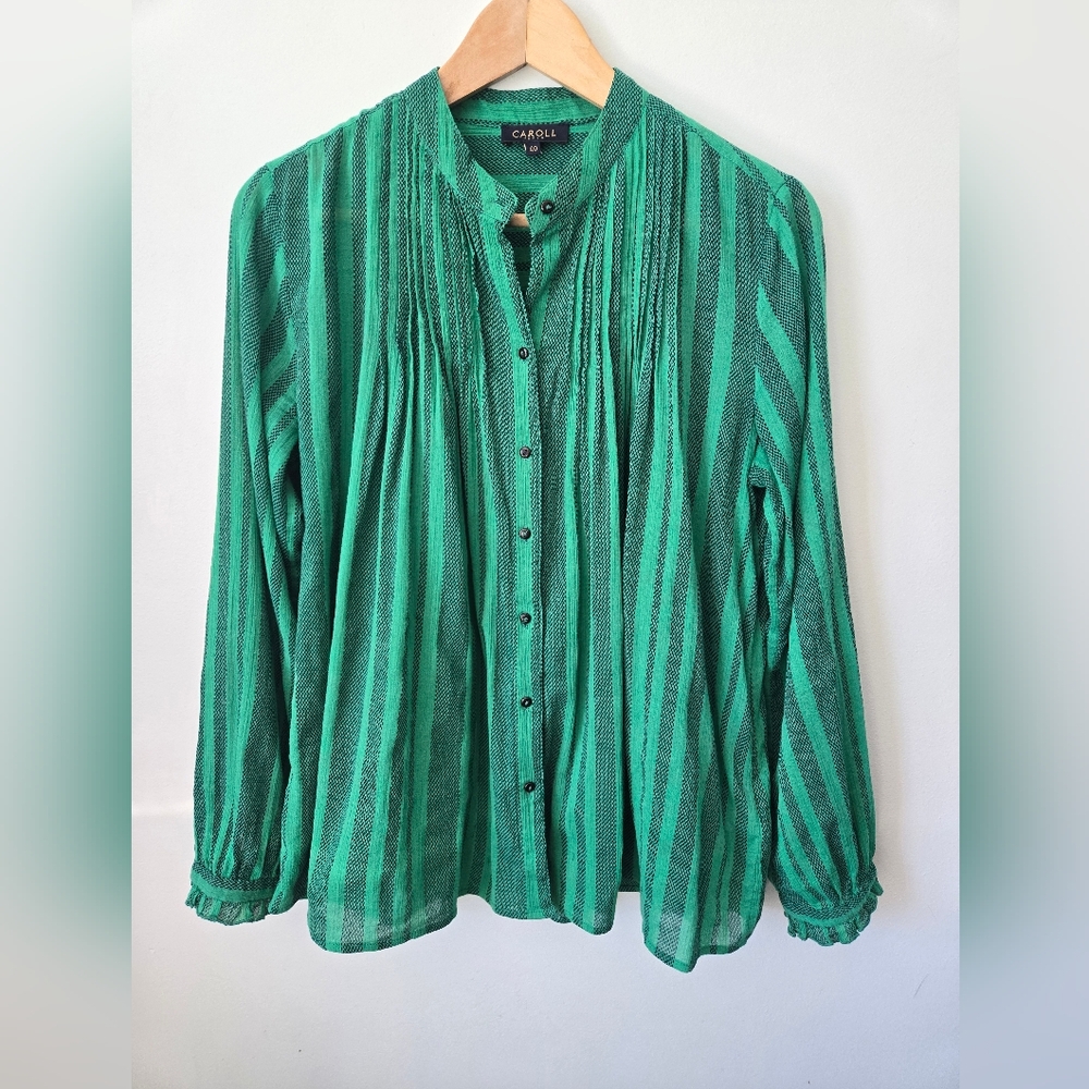 CAROLL PARIS Green Striped Women's Top